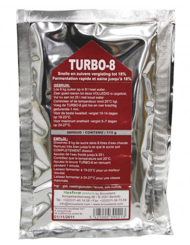 Levure TURBO-8 alcoferm pour 25 l