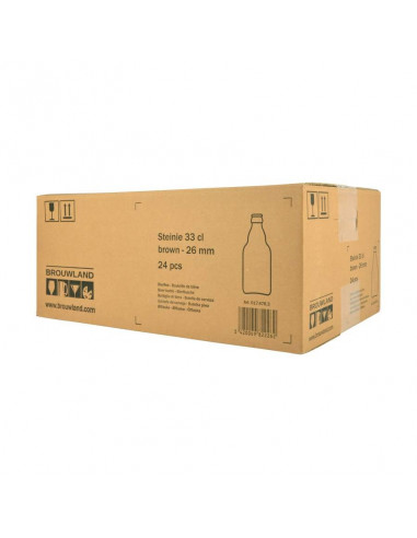 Brasser sa propre bière : Bouteille de bière Steinie 33 cl, brun, 26 mm, boîte 24 pcs - 017.476.3