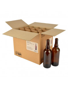 Bouteille de bière Belge 75 cl, brune, couronne 26 mm, boîte 12 pcs