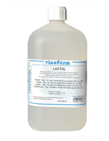 Acide lactique 80% VINOFERM lactol 1 Litre