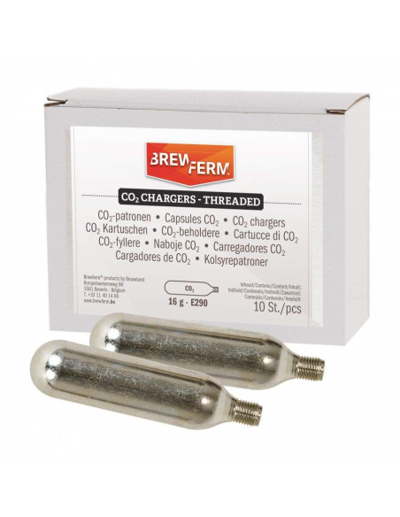 Brasser sa propre bière : Cartouches Co2 16gr pour KEG charger, (VIS) 10 pcs - 058.046.0 Brasser sa propre bière : Cartouches Co2 16gr pour KEG charger, (VIS) 10 pcs - 058.046.0