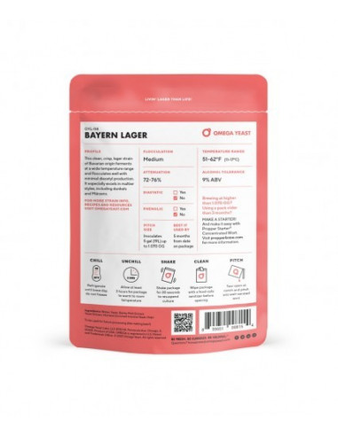 Brasser sa propre bière : Bayern Lager (OYL-114) Omega Yeast Labs - OYL-114 Brasser sa propre bière : Bayern Lager (OYL-114) Omega Yeast Labs - OYL-114