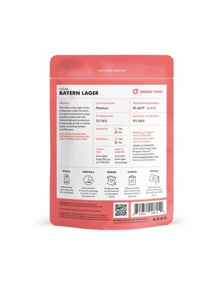Brasser sa propre bière : Bayern Lager (OYL-114) Omega Yeast Labs - OYL-114 Brasser sa propre bière : Bayern Lager (OYL-114) Omega Yeast Labs - OYL-114