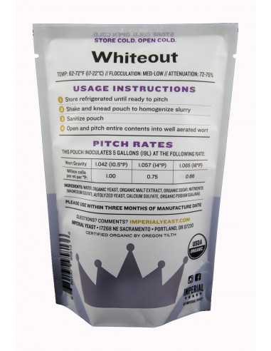 Brasser sa propre bière : Levure Whiteout B44 - Imperial Yeast - WHITEOUT-B44