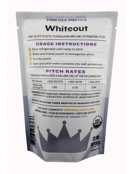 Brasser sa propre bière : Levure Whiteout B44 - Imperial Yeast - WHITEOUT-B44