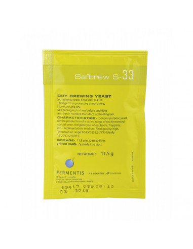 Brasser sa propre bière : SafAle™ S-33 - 11,5 gr - 050.001.7 Brasser sa propre bière : SafAle™ S-33 - 11,5 gr - 050.001.7