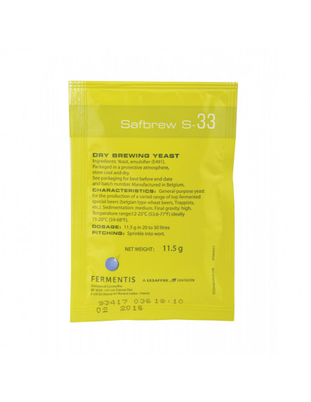 Brasser sa propre bière : SafAle™ S-33 - 11,5 gr - 050.001.7 Brasser sa propre bière : SafAle™ S-33 - 11,5 gr - 050.001.7