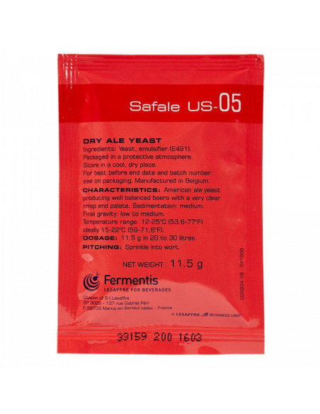 Brasser sa propre bière : SafAle™ US-05 - 11.5 gr - 050.007.4 Brasser sa propre bière : SafAle™ US-05 - 11.5 gr - 050.007.4