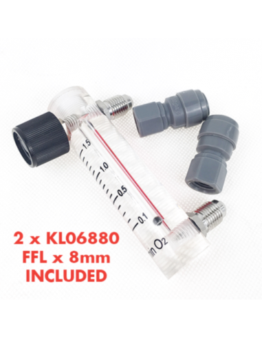 Brasser sa propre bière : Débitmètre d'oxygène 0.1-1.5L./Min avec raccords - 509015