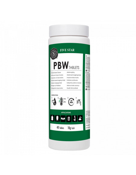Brasser sa propre bière : PBW Five Star tablettes 40 x 10 g - 004.158.4GBL Brasser sa propre bière : PBW Five Star tablettes 40 x 10 g - 004.158.4GBL