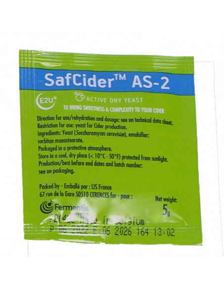 Brasser sa propre bière : SafCider™ AS-2 - 5 gr - AS-2 Brasser sa propre bière : SafCider™ AS-2 - 5 gr - AS-2