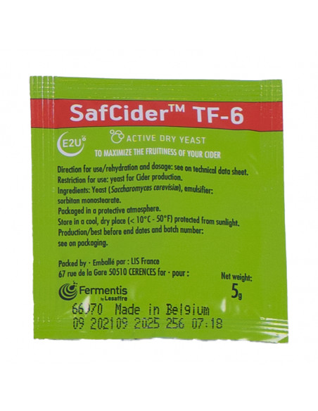 Brasser sa propre bière : SafCider™ TF-6 - 5 gr - TF-6 Brasser sa propre bière : SafCider™ TF-6 - 5 gr - TF-6