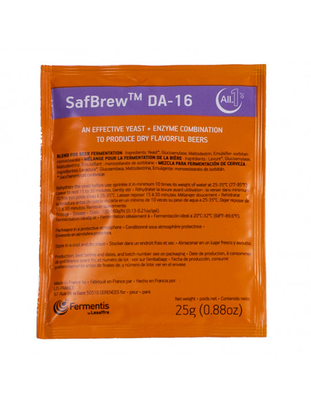 Brasser sa propre bière : SafBrew™ DA‑16 (25 Gr) - SAF-DA16 Brasser sa propre bière : SafBrew™ DA‑16 (25 Gr) - SAF-DA16