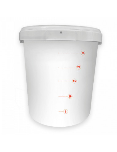 Brasser sa propre bière : Seau blanc 30L avec graduation et couvercle - non percé - 017.700.1