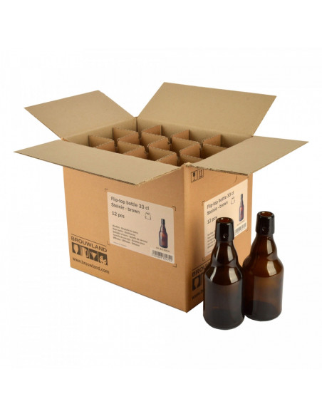 Brasser sa propre bière : Bouteille bouchon mécanique 33 cl Steinie, brune, sans bouchon mécanique, boîte 12 pcs - 017.500.0