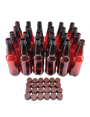 Brasser sa propre bière : 24 bouteilles PET de 500 ml, couleur brun ambré, avec bouchon à vis - KL19866