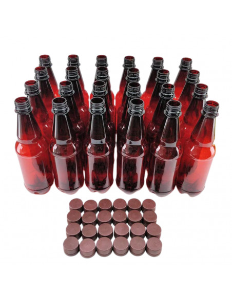 Brasser sa propre bière : 24 bouteilles PET de 500 ml, couleur brun ambré, avec bouchon à vis - KL19866