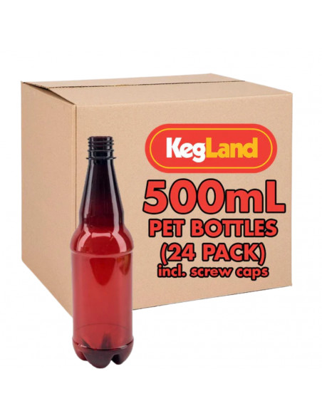 Brasser sa propre bière : 24 bouteilles PET de 500 ml, couleur brun ambré, avec bouchon à vis - KL19866
