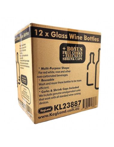 Brasser sa propre bière : 12 bouteilles de vin de 750 ml - Bouchons en liège, manchons thermo-rétractables noirs et étiquette...