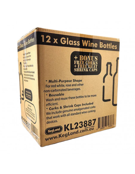 Brasser sa propre bière : 12 bouteilles de vin de 750 ml - Bouchons en liège, manchons thermo-rétractables noirs et étiquette...