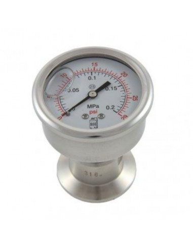 Brasser sa propre bière : Manomètre a membrane Tri-Clamp 1,5" 0-2 Bar (0-30 psi) - KL18098