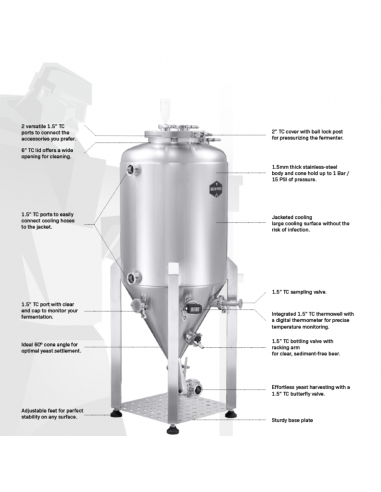 Brasser sa propre bière : Cuve de fermentation U80 Unitank - Brew Monk™ - 017.075.80
