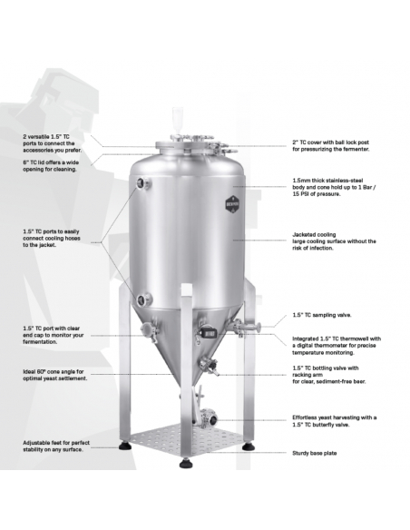 Brasser sa propre bière : Cuve de fermentation U80 Unitank - Brew Monk™ - 017.075.80
