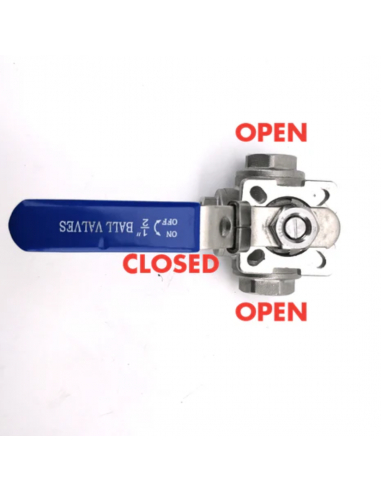 Brasser sa propre bière : Vanne à bille 3 voies à filetage 1/2" (inox 304) - Configuration à orifice en T - KL15882