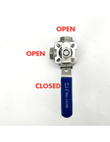 Brasser sa propre bière : Vanne à bille 3 voies à filetage 1/2" (inox 304) - Configuration à orifice en T - KL15882