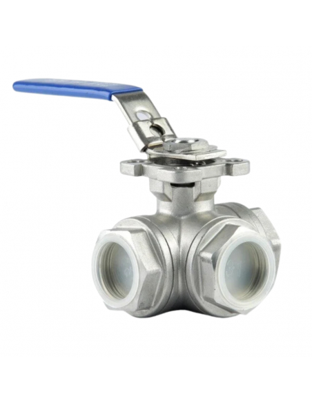 Brasser sa propre bière : Vanne à bille 3 voies à filetage 1/2" (inox 304) - Configuration à orifice en T - KL15882